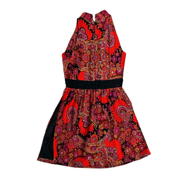 70s vintage psychedelic tunic top overlay mini dress paisley pattern mockneck. - Picture 6 of 12